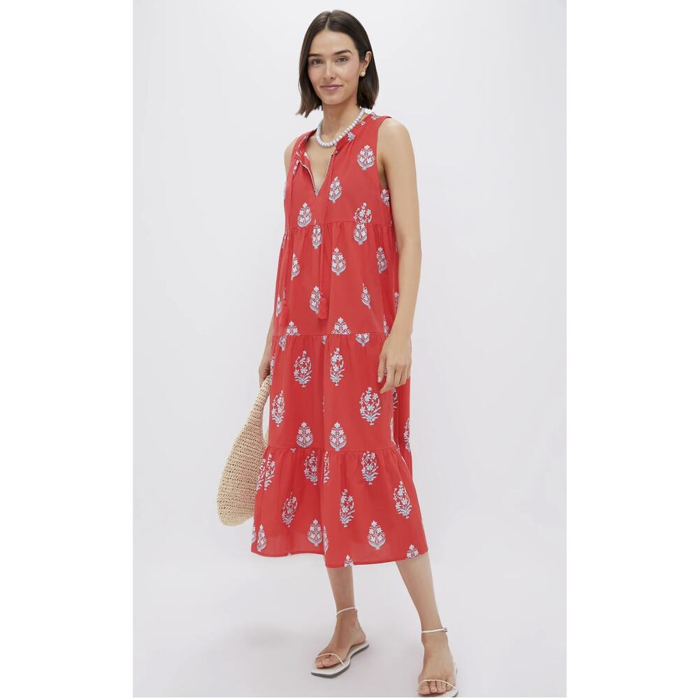Tuckernuck Beach Scarlet Bouquet Blockprint Salty Paloma Caftan